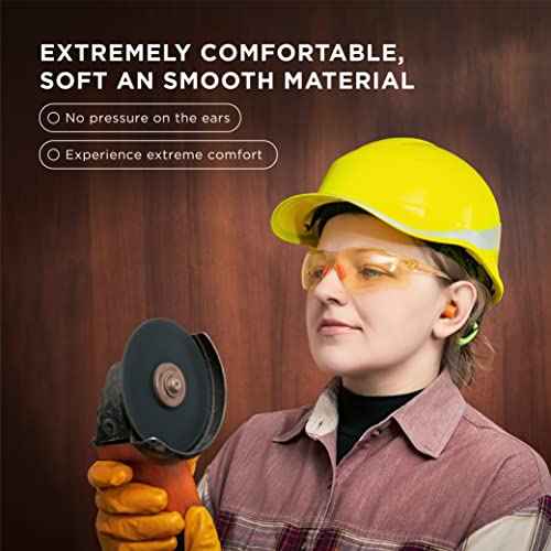 ATERET Earplugs 100 Pairs I 32db Noise Cancelling Soft Disposable Corded Ear Plugs I Safety Hearing Protection for Travel Concert Hunting Shooting Range Work Construction
