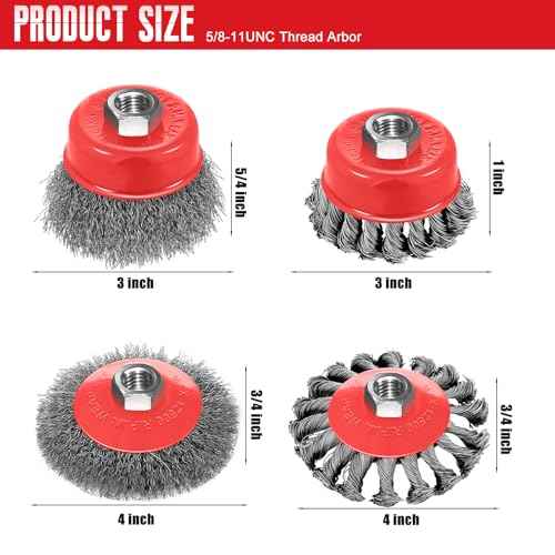 10pcs Wire Wheels for 4 1/2 Angle Grinder Wire Wheel for Angle Grinder Wire Wheel with 5/8" Thread Arbor Wire Wheel Brush Cup Set for Remove Rust Polish Grinding
