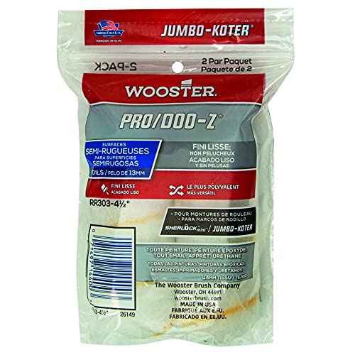 Wooster Brush RR303-4 Pro/Doo-Z Jumbo-Koter Shed Resistant Paint Roller Cover, 1/2 in Nap, 4-1/2 in L, 3/4 in, 4-1/2-Inch