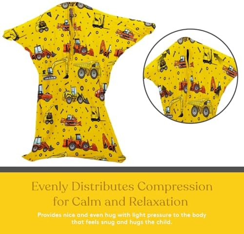 Sensory Sock Body Sock,Medium,6-9 Years, Yellow Factory Car Full Body Sock Provides Deep Pressure Input Sensory Toys for Autistic Children Perfect for Children with Sensory Processing Disorde