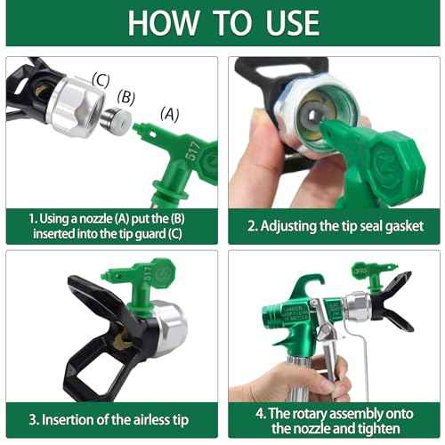 7 Pcs Airless Sprayer High Pressure Tips Reversible Spray Nozzle Tips with 2pcs Tip Guards for Airless Paint Spray Guns (109, 211,315, 417, 515, 517, 623)