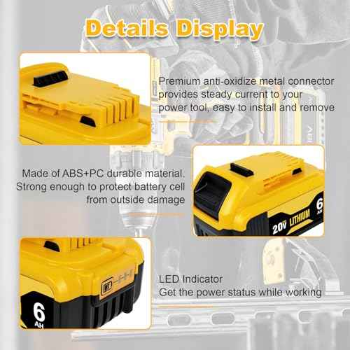 2-Packs DCB206 6.0Ah Replacement Battery for Dewalt 20V Max Battery Compatible with DCB208 DCB207 DCB206 DCB204 DCB203 DCB201 DCB200 Fit for Dewalt DCB200 DCD DCF DCG Series Cordless Power Tools