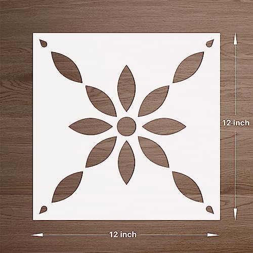 Wall Stencils for Painting Large Pattern 12" x 12", Reusable Large Floor Stencils, Simple Tile Stencils for Decor (NS5)