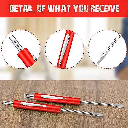 20 Pcs Pocket Screwdriver Double End Mini Screwdriver Set Dual-use Valve Core Removal Tool for Ring Doorbell Electricians Mechanicians Technicians Assemblers(Red)