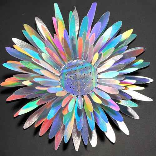 Cheerland Iridescent Wall Decals Peel and Stick Floral Wall Decor Stickers 3D Flower Wall Decal Holographic Iridescent Party Decorations Teal Mandala 3D Flowers Sticker Door Decoration Bedroom Murals