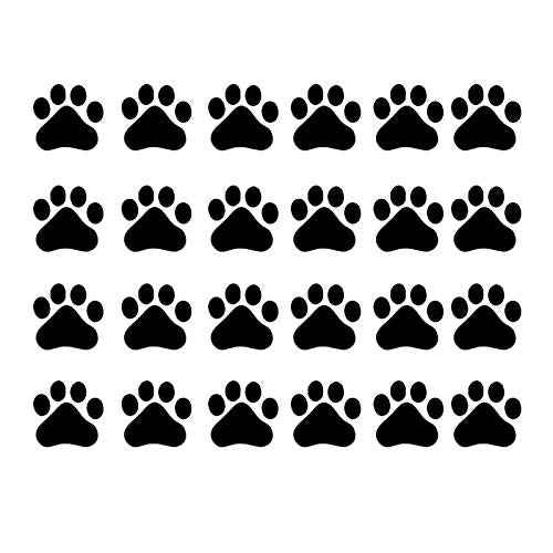 CHULAI 24 Pcs Large Dog Footprints Wall Decal Vinyl Stickers, Removable Lovely Animal Paw Print Art DIY Sticker Mural for Bedroom Playroom Living Room Office Home Window Door Decoration