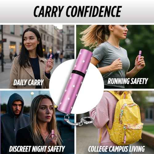 Electra Lipstick Mini Stun Gun for Women Self Defense, Discreet and Powerful Stun Gun Keychain with Flashlight, Maximum Voltage, Recharcheable Battery by Guard Dog Security