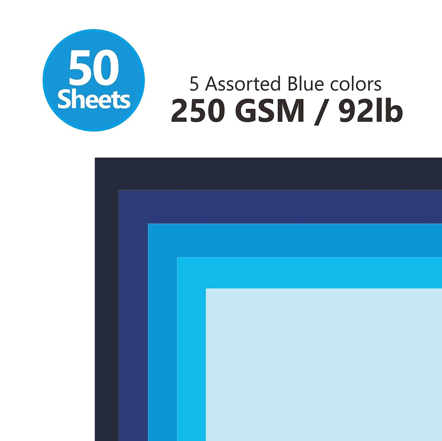 Blue Navy Colored Cardstock Thick Paper 50 Sheets, 8.5" x 11" Heavyweight 92lb Cover Card Stock for Crafts and DIY Cards Making
