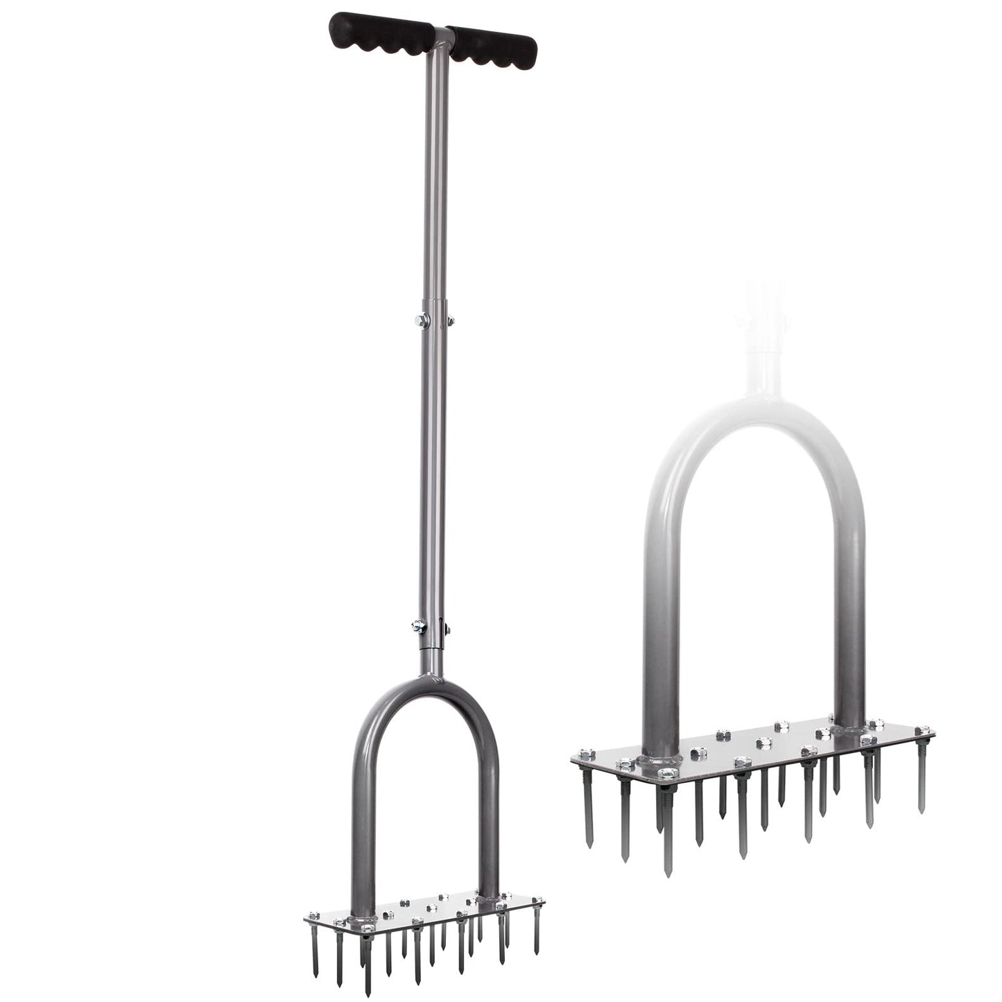 Walensee Lawn Aerator Spike Metal Manual Dethatching Soil Aerating Lawn with 15 Iron Spikes, Pre-Assembled Grass Plug Aerator Tools for Yard, Lawn Aeration, Garden Tool, Revives Lawn Health, Patented
