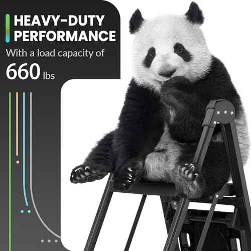 XinSunho 3 Step Ladder, Foldable Handrail & Tool Tray Stool Ladders with Anti-Slip Wide Pedal, 660 lbs Sturdy Steel Ladder for Home Kitchen and Outdoor