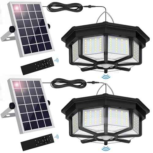 Solar Shed Light Indoor Outdoor 288LED 360¡ÆLighting Solar Lights Work in Daytime with Remote Control, Waterproof Solar Gazebo Lights with Motion Sensor/5 Modes for Home Shed Garage Barn