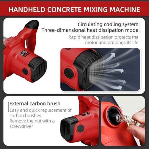 Electric Cement Mixer, 2100W Handheld Concrete Mixer with 6 Speed£¬Portable Mortar Mixer for Mixing Mud, Mortar, Plaster,Cement, Paint, Fodder£¬2 Pieces Mixing Heads