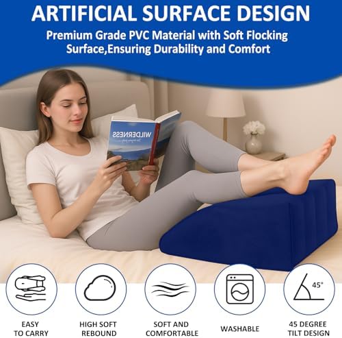 Inflatable Leg Pillow for After Surgery – Leg Elevation Pillow for Side Sleeping,Swelling & Circulation,Portable Wedge Pillow for Leg Support,Travel,Recovery,Knee Surgery,Back Pain & Everyday Comfort