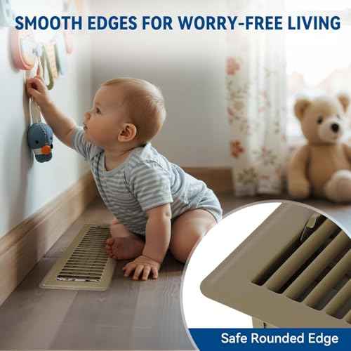 4" x 12" Floor Register Vent Covers 6-Pack, Walkable Powder-Coated Metal Vent Covers with Adjustable Airflow, Curved Safe Edges for Floor/Wall, Brown