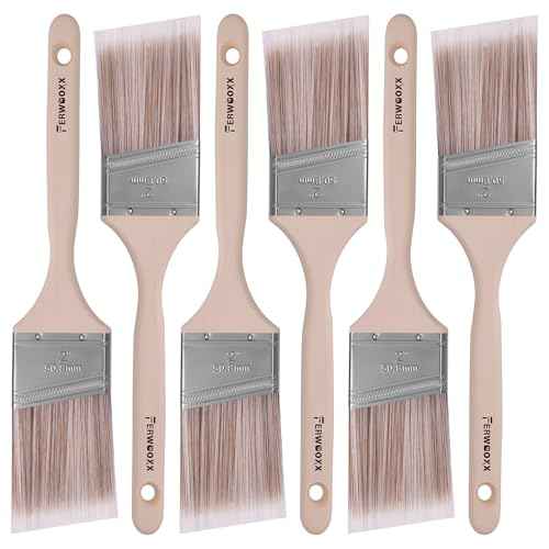 Paint Brush, 2IN Stain Brushes for Painting Walls House Touch-Ups,Furnitures and Fence Staining, Wooden Handle Masonry Paintbrush(6 Packs)