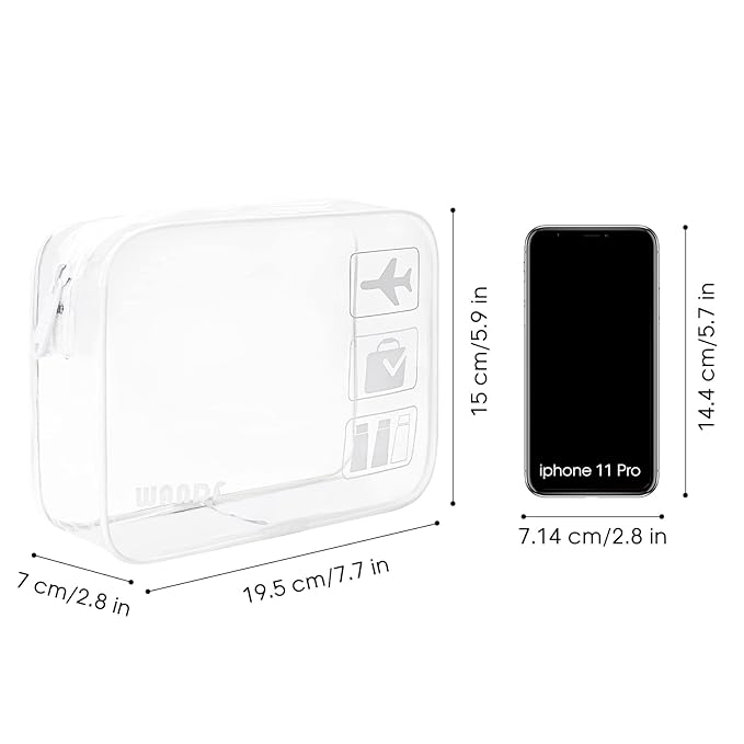 WANDF TSA Approved Toiletry Bag, 2 Packs Travel Clear Toiletry Bag, Quart Size Makeup Cosmetic Pouch with Zipper, Carry-On Airport Compliant Bag for Women and Men (3pcs White)