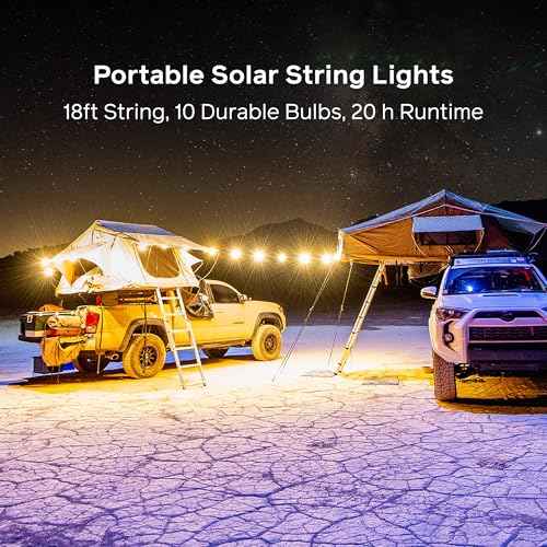 BioLite Solar String Rechargeable, Solar String Lights for Camping, Patio, and Travel, 18-Foot, Warm White