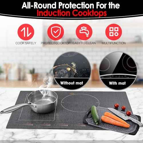 Extra Large Translucent Induction Cooktop Protector Cover Mat (Magnetic) 21.2x35.4 In, Stove Top Cover for Electric Stove, Silicone Stove Mat for Glass Top Stove,Range Covers for Electric Stove