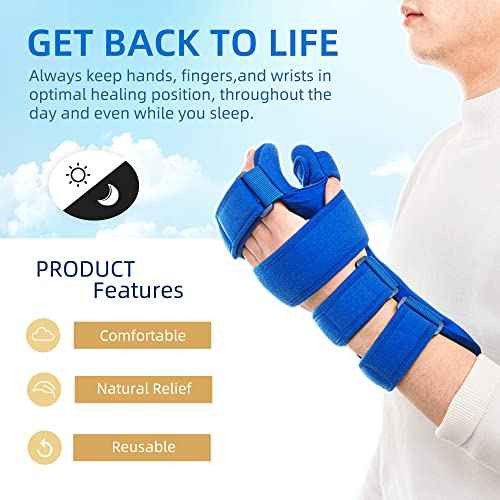 Fanwer Resting Hand Splint, Stroke Hand Therapy Equipment for Stroke Recovery Patients, Carpal Tunnel Syndrome, Arthritis, Tendinitis, Metacarpal Breaks