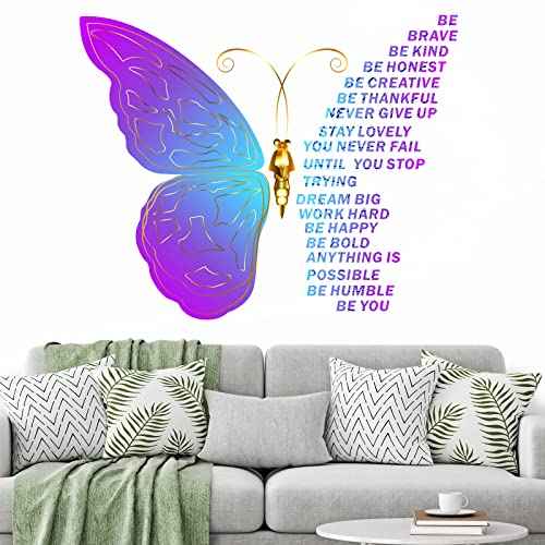 Epakh Butterfly Inspirational Quotes Wall Decals Vinyl Peel and Stick Wall Art Stickers Large Removable Motivational Positive Saying Decals for Women Nursery Bedroom Living Room Kitchen Office Home