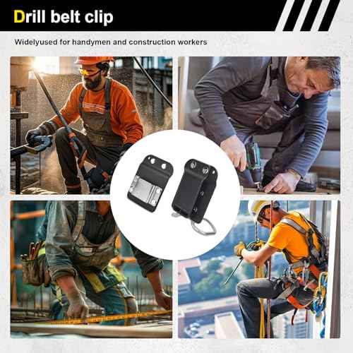 Tape Measure and Hammer Holder, Tool Belt Clip System with Drill Holster & Hammer Loop, Fits 2 Inch Belts for Standard Tape Measures, Claw Hammers, Mallets and Tool Organization