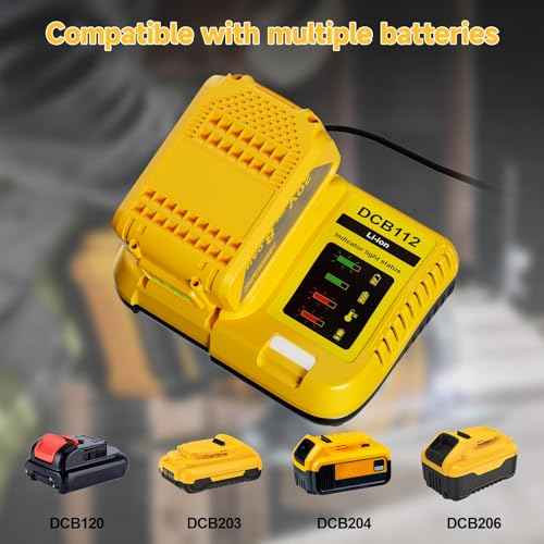 Upgraded 2 Pack 8.0Ah Replacement for Dewalt 20V Max Battery and Charger Compatible to DCB200 DCB201 DCB204 DCB206 DCB207 and DCB120 DCB124 DCB127 Battery