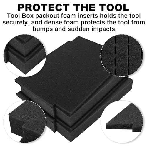 T-02571 Fit for Makita Customizable Foam Insert for Interlocking Cases - 4pcs, 2 Sizes, 2" Pre-Scraped & 1/2 Foam Bases