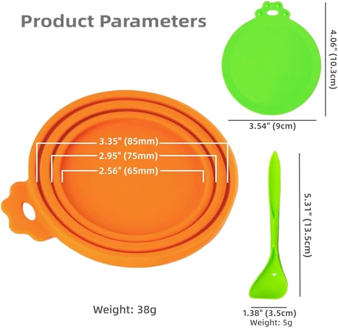 MoPawKT- Pet Food Can Covers, Silicone Can Lids for Cat/Dog Food, Universal 3 Sizes for Most of Standard Food Cans, BPA Free Reusable (2 lids+1 spoon)