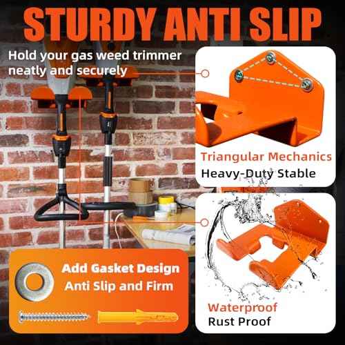 Weedeater Hanger, 3 Pack Weed Eater Hanger for Wall, Heavy Duty Weed Wacker Hooks for Garage, Garage Organization Storage Shed Organizer Mounted Trimmer Rack