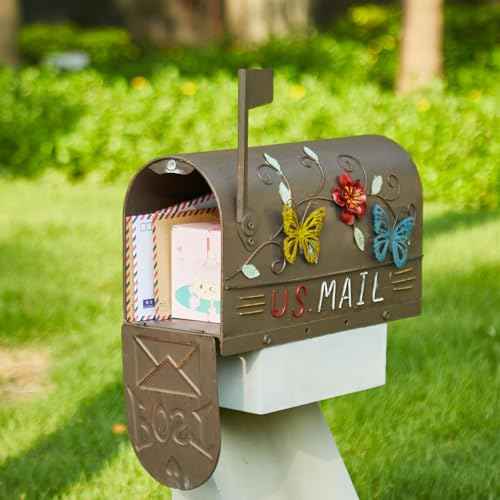 Heavy Duty Mailboxes for Outside, Mail Boxes Post Mount,Decorative Mailboxes Outside Courtyard Garden