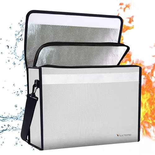 Fireproof Document Bag with Lockable Zipper - 2000¡ÆF Heat Resistant & Waterproof Bag with Reflective Strip, Shoulder Strap - Fireproof Money Box & Document Organizer for Home, Office, Travel