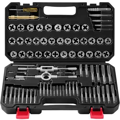 Kolvoii 81-Piece Tap and Die Set, SAE & Metric #4?1/2" & M3?M12, Heavy-Duty GCr15 Steel Rethreading Tool Kit with Coarse & Fine Threads for Cutting & Rethreading Internal and External Threads