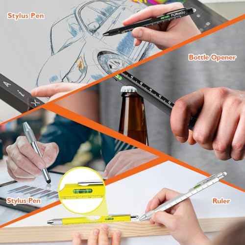 Stocking Stuffers Gifts for Men Women, Birthday Gift from Daughter Son Wife, 9 In 1 Multi-Tool Pen Set Christmas Gifts for Dad Grandpa Husband Boyfriend, Cool Unique Tools Gadgets for Men, Yellow
