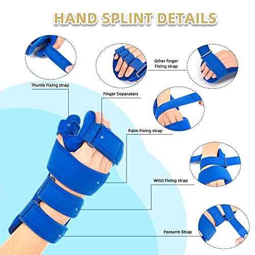 Fanwer Resting Hand Splint, Stroke Hand Therapy Equipment for Stroke Recovery Patients, Carpal Tunnel Syndrome, Arthritis, Tendinitis, Metacarpal Breaks