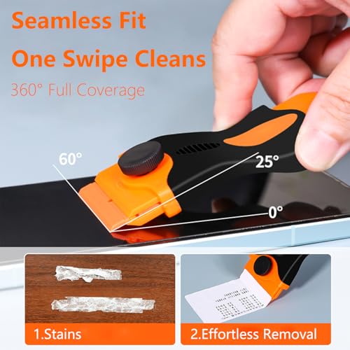 4 Pack Razor Blade Scraper Tool, Multi-Purpose Glass Scraper with 20 PCS Metal & Plastic Blades, Durable Cleaning Scraper for Windows, Stickers, Paint, Cooktops, and Adhesive Removal