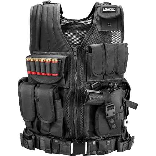 Barska Loaded Gear VX-200 Tactical Vest with Holster, Belt, Pouches, and Pockets - for Airsoft, Paintball, and Hunting