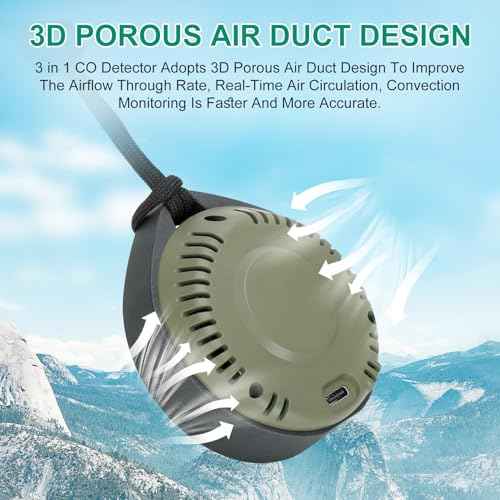 Portable Carbon Monoxide Detector for Travel, 3-in-1 Carbon Monoxide Monitor with Magnetic Suction, Temp/Humidity Detection, Rechargeable CO Alarm 120-140HR Standby for Hotel/Camping/Car/RV