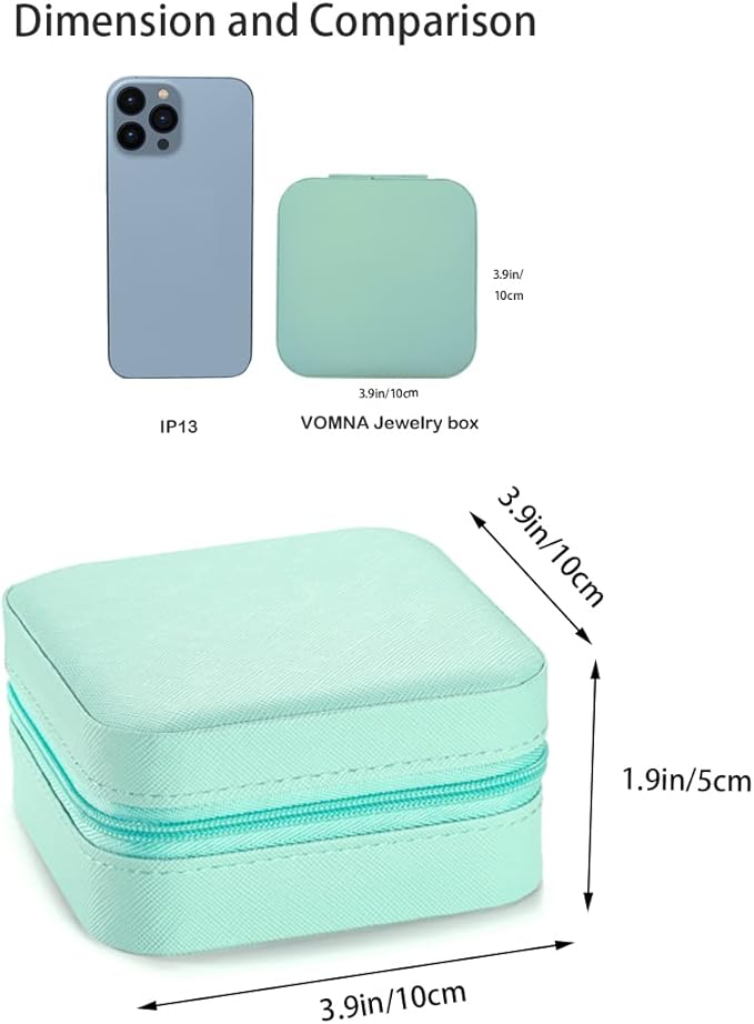 Mini Jewelry Travel Case,Small Jewelry Box,Traveling Jewelry Organizer,Portable Jewellery Storage Holder for Rings Earrings Necklace Bracelet Bangle for Girls Women(Blue - 1 pack)