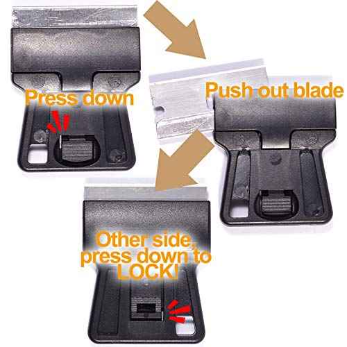Portable 1.5inch Mini Metal Razor Scraper with 10 Carbon Razor Blades, Putty Knife Set Removing Glue, Stain, Vinyl, Labels, Stickers, Decals, Pack of 2