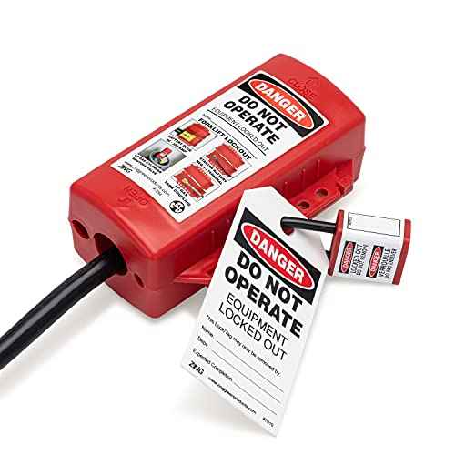 Zing Green Products 7294 USA Made Recycled Plastic Universal Forklift/Cylinder/Electrical Plug Lockout Device, 4.25 x 7.25 x 3 Inch , Red