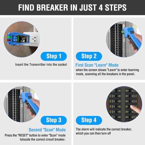 Circuit Breaker Finder Tool with Accessories, 90-135V AC Digital Breaker Finder with Integrated GFCI Outlet Tester, Circuit Tracer with Buzzer Alarm & Color Display, Includes Carrying Case