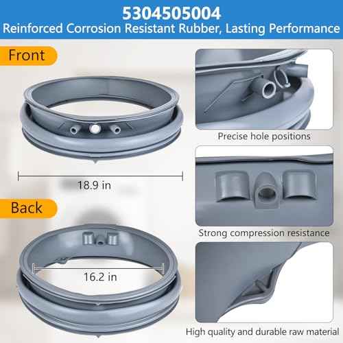 5304505004 for Electrolux Washer Door Boot Seal EFLS617STT0 EFLS627UTT1 EFLS517SIW0 EFLS617SIW0 EFLS527UIW0 ELFW7637AW1 EFLS527UIW1 Compatible with Frigidaire Washer Door Gasket 5304505239 5304516744