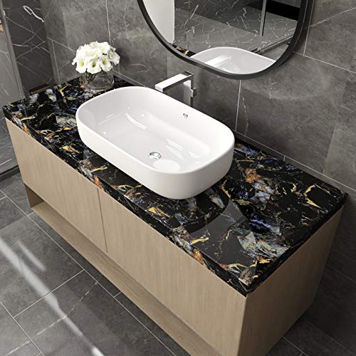 LACHEERY Sapphire Look Marble Contact Paper for Countertops Decorative Self Adhesive Wall Paper Roll Removable Marble Peel and Stick Wallpaper for Kitchen Cabinets Liners Backsplash Table 15.8"x80"