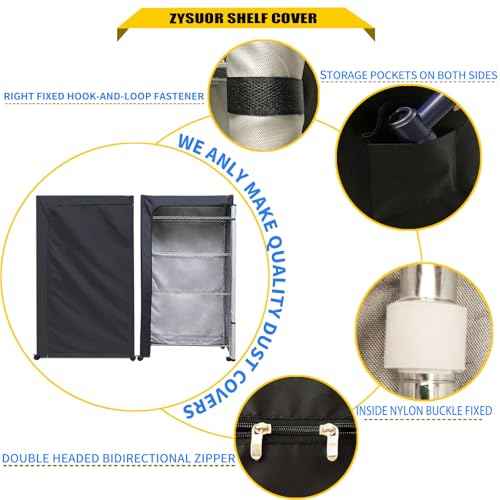 Shelf Cover for Wire Rack and Shelving Unit, 36" W x 14" D x 54" H, Dustproof Two-Way Zipper Design for Easy Access (Black, No Shelves)