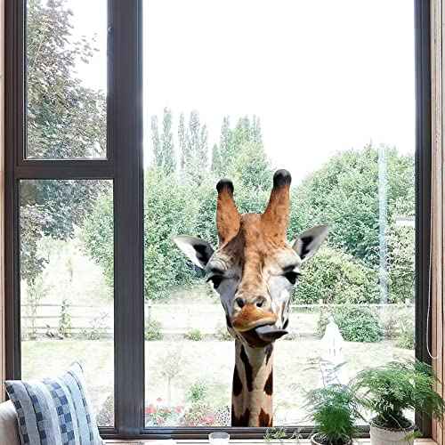 AHNNER Funny Giraffe Wall Decal Peel and Stick Giraffe Wall Clings Funny Sticker Gift for Friends Kids Room Wall Funny Window Decor Fridge Closet Stickers