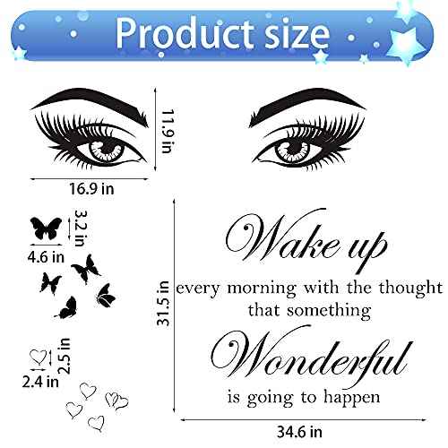 Quotes Wall Stickers Motivational Inspirational Wall Stickers Letter Wall Decals Vinyl Sayings Beauty Eye Wall Decor Positive Words for Women Girls Bedroom Living Room Hallways Home