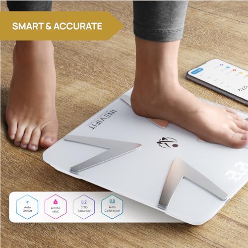 INEVIFIT Smart Body Fat Scale, Highly Accurate Bluetooth Digital Bathroom Body Composition Analyzer, Measures Weight, Body Fat, Water, Muscle, BMI, Visceral Fat & Bone Mass for Unlimited Users
