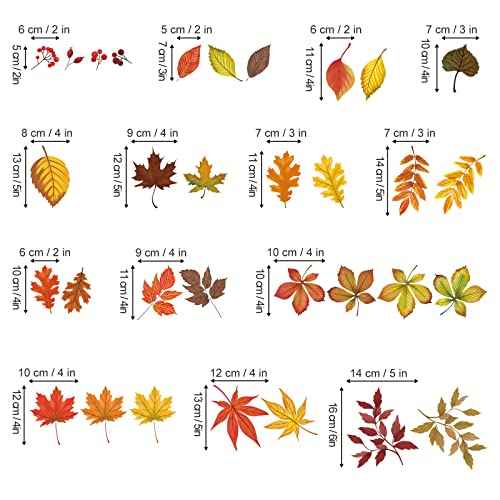 wondever Maple Leaves Thanksgiving Wall Stickers Autumn Fall Leaves Harvest Peel and Stick Wall Art Decals for Living Room Bedroom Kitchen