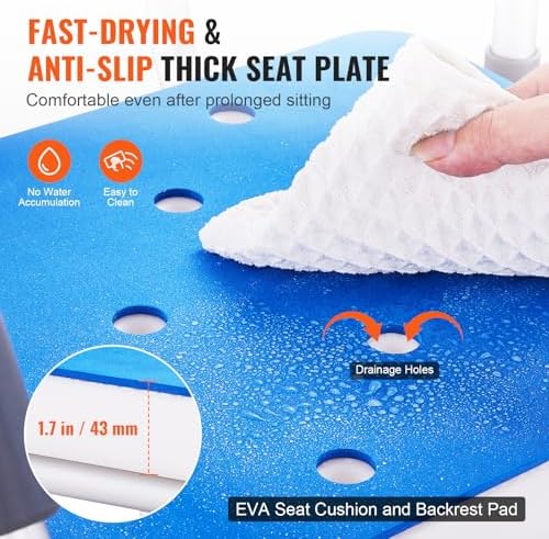 VEVOR Swivel Shower Chair 360 Degree, Adjustable Shower Seat with Armrests and Backrest for Inside Shower or Bathtub, Non-Slip Rotating Bathtub Chair Seat for Elderly Disabled Injured, 400lbs Capacity
