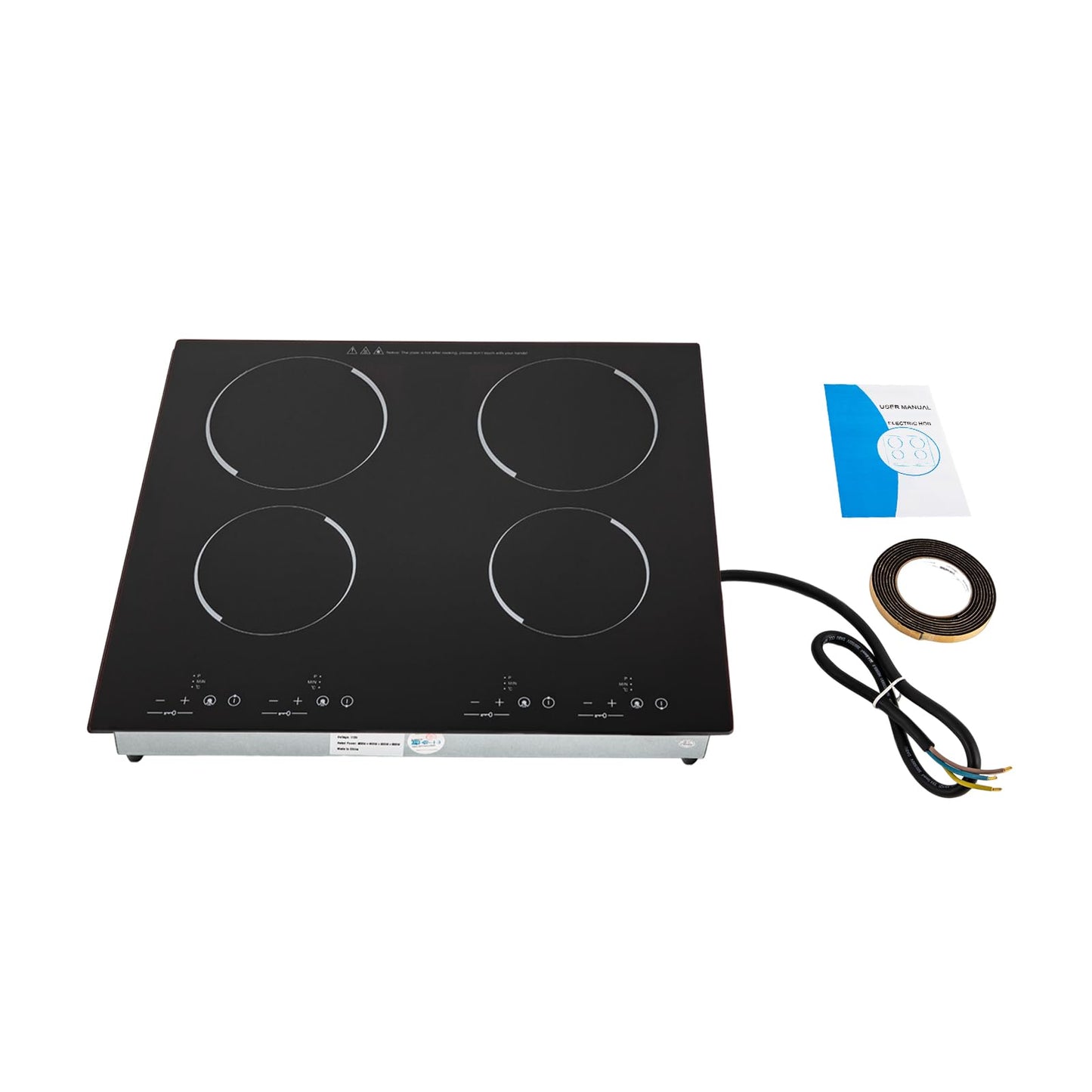 23 Inch Countertop Electric Cooktop 4 Burner,110V Plug in Electric Stovetop